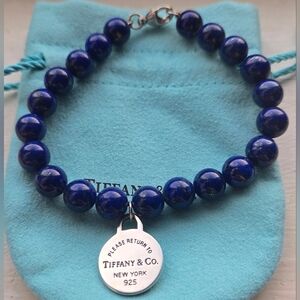 Tiffany & Co. Lapis Lazuli Bead Round Tag Return To Tiffany Bracelet